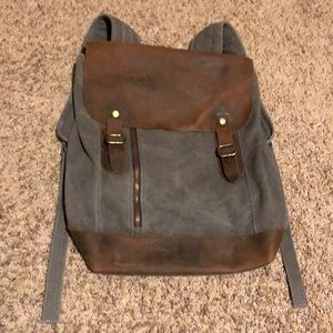 Leather and canvas backpack